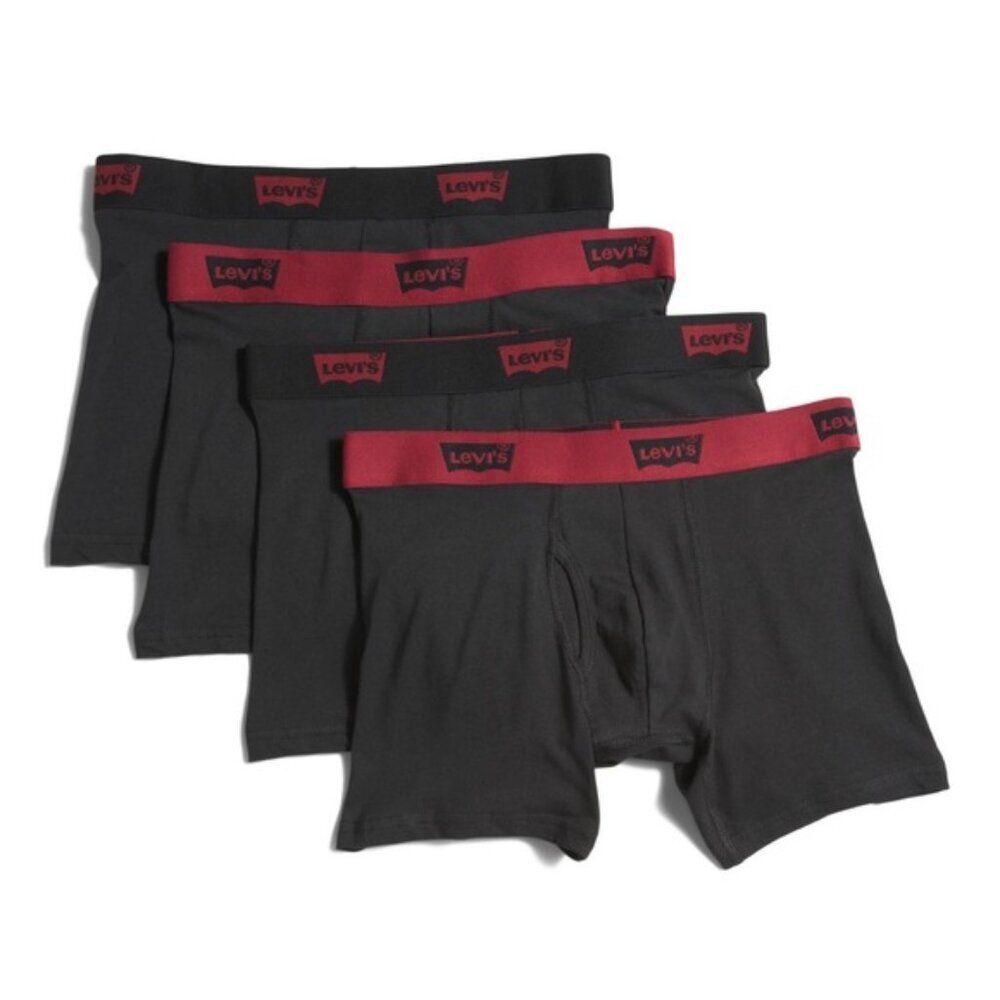 Levi's 4 Pack Boxer Briefs Cotton Stretch Underwear‎ Black Red SMALL LARGE